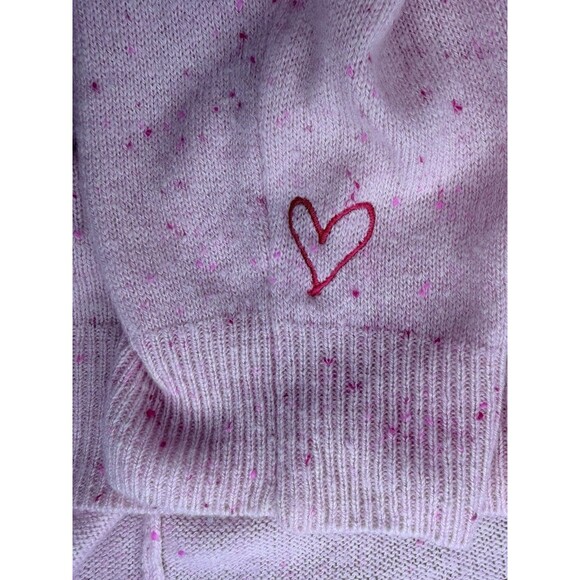 525 America Cropped Sweater 100% Cashmere Pink Heart Valentine Sz M Medium EUC!! - Picture 4 of 7